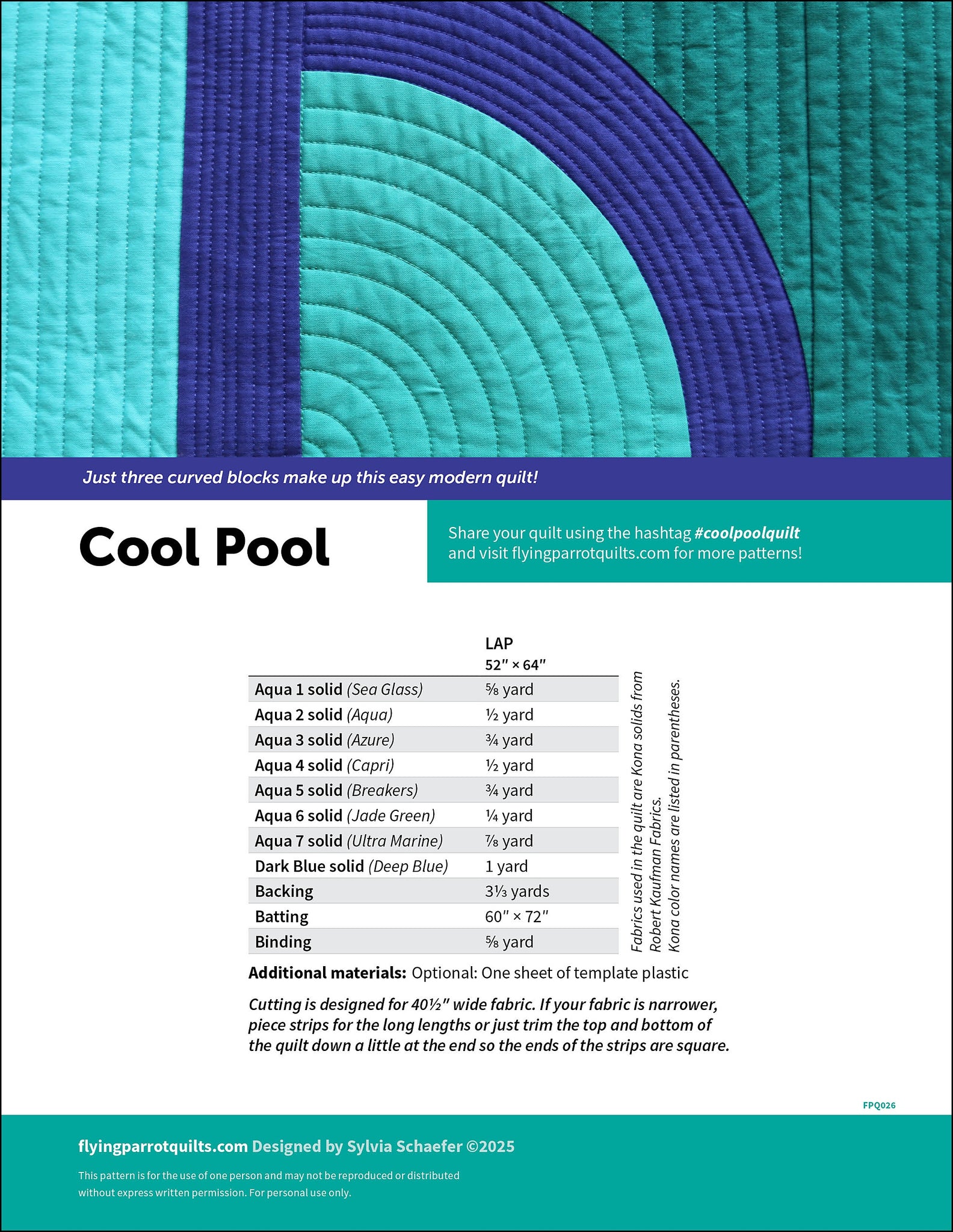 Cool Pool PDF Pattern – Flying Parrot Quilts